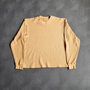 Y2K Waffle Thermal Lined Yellow Long Sleeve Shirt XL